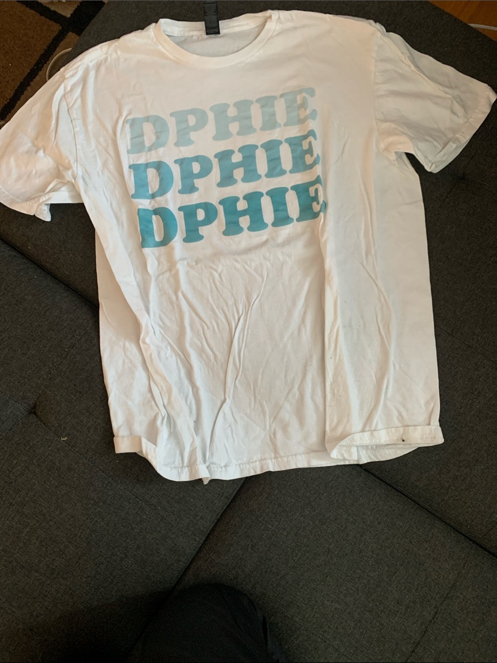 Gildan White Tee with Light Blue Ombre Graphic